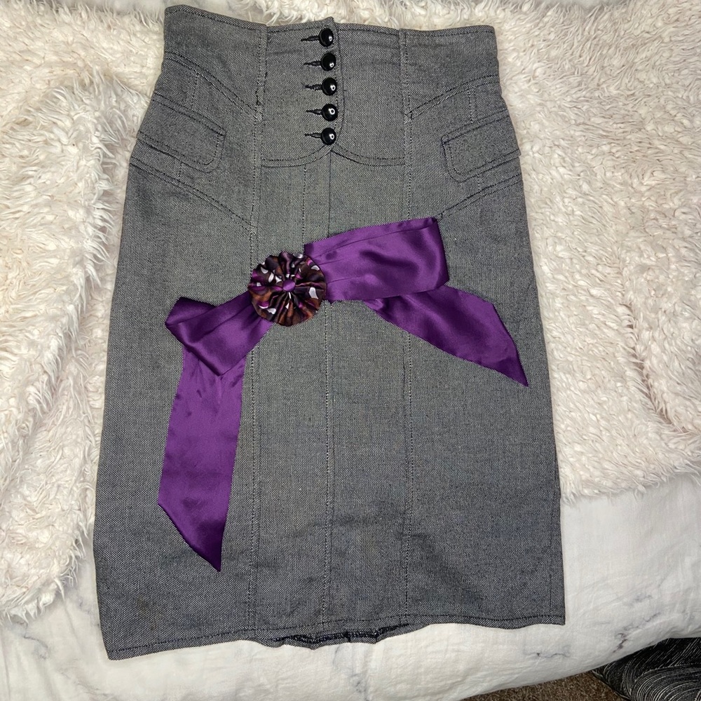 Nanette Lapore high waisted grey tweed skirt